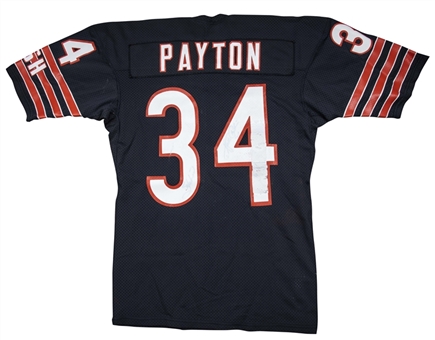 1980s Walter Payton Game Used & Signed Chicago Bears Home Jersey 